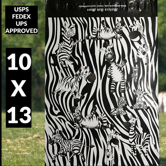 100 10X13 Zebra Poly Mailers PRICE IS FIRM - Picture 3 of 4